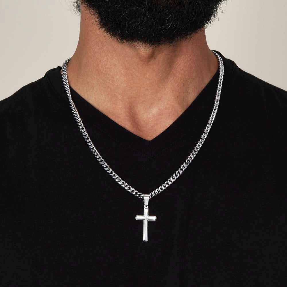 To My Husband Your Not Just My Husband Cuban Chain with Artisan Cross Necklace