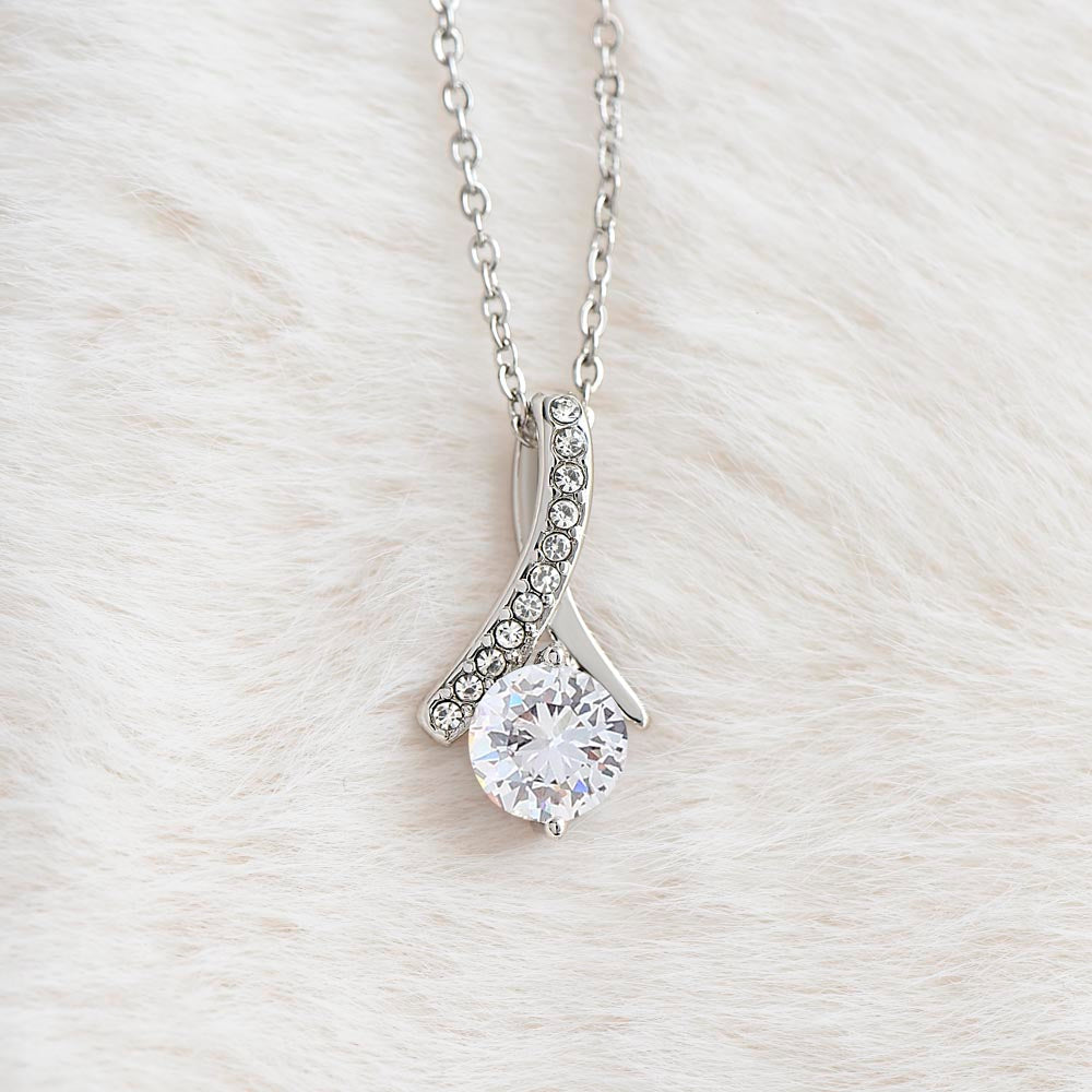 14K White Gold Alluring Beauty Necklace for Wife from Husband With Royal Design Romantic Message Card to My Queen.