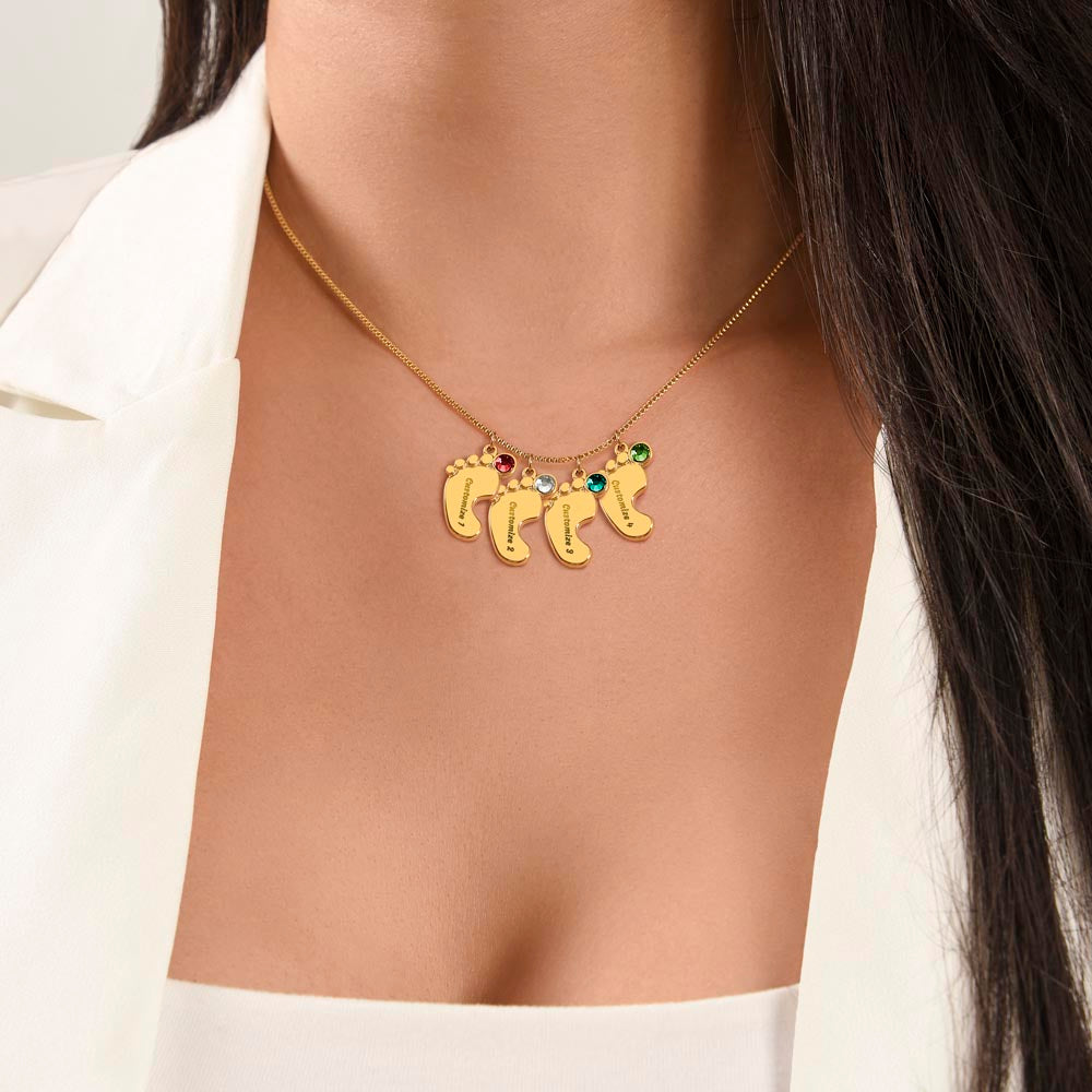 To My Wife You bring So much Joy & Happiness Custom Baby Feet Necklace with Birthstone.