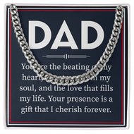 Dad You Are The Beating Of My Heart ,Dads Love Cuban Link Chain Necklase