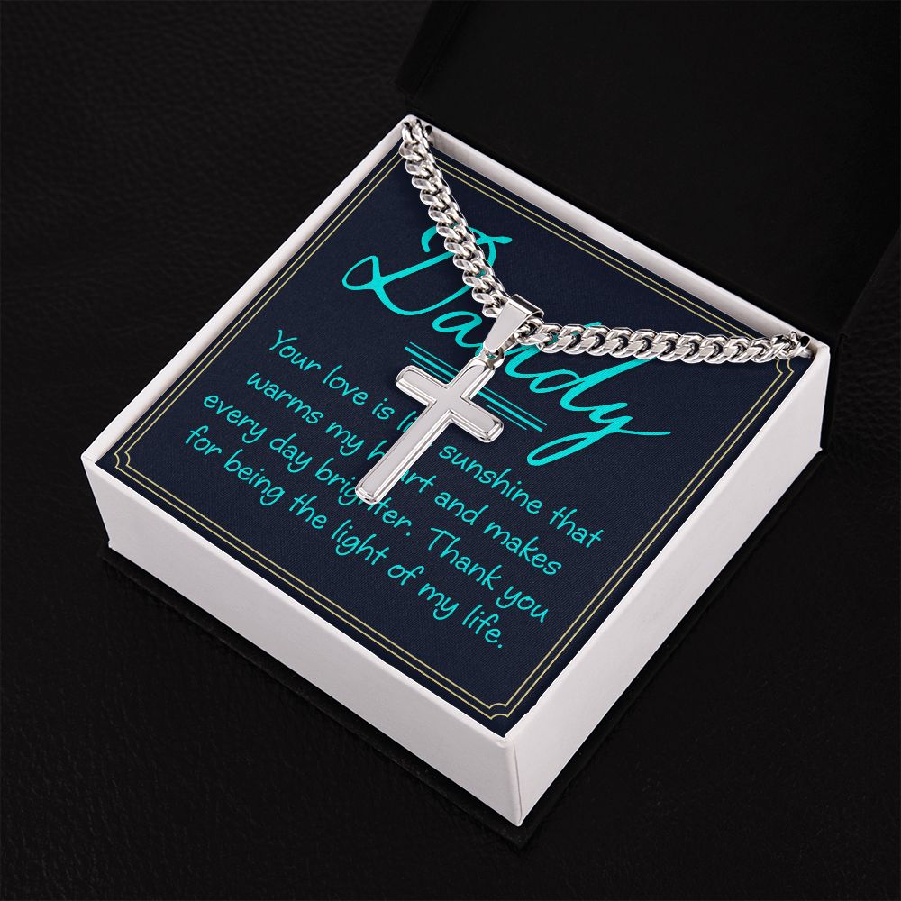 Artisan Cross Necklace on Cuban Chain w/MC- Father's Day - Mens Jewelry - Gifts For Dad