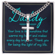 Artisan Cross Necklace on Cuban Chain w/MC- Father's Day - Mens Jewelry - Gifts For Dad