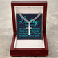 Artisan Cross Necklace on Cuban Chain w/MC- Father's Day - Mens Jewelry - Gifts For Dad