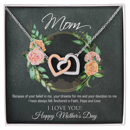 Interlocking Hearts Necklace Mothers Day gift