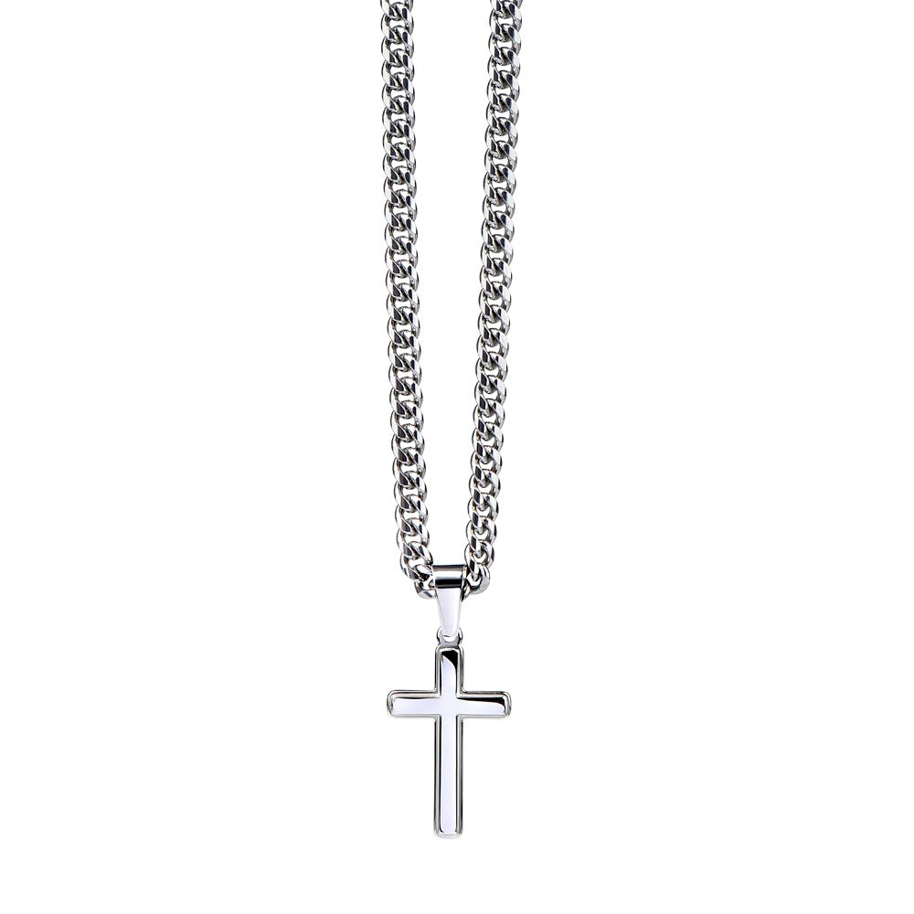 Happy Fathers Day Cuban Chain with Artisan Cross Necklace.