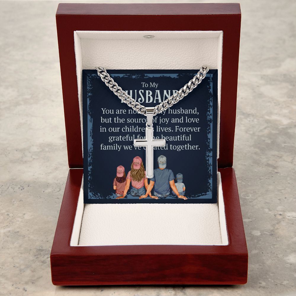 To My Husband Your Not Just My Husband Cuban Chain with Artisan Cross Necklace