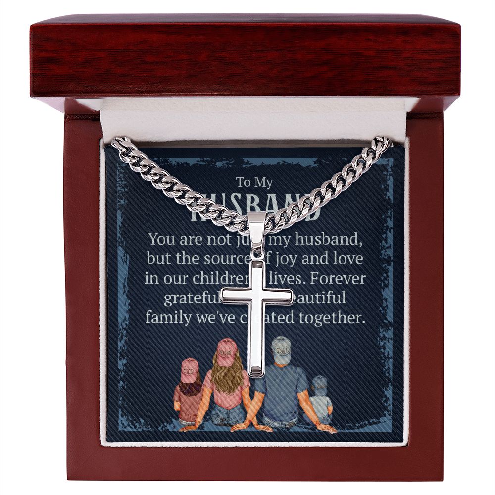 To My Husband Your Not Just My Husband Cuban Chain with Artisan Cross Necklace