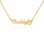 18K yellow gold finish Name Necklace, Paw Name Necklace, Pet Name Necklace, Name Necklace, Personalized Gifts for her, Birthday Gift for Her