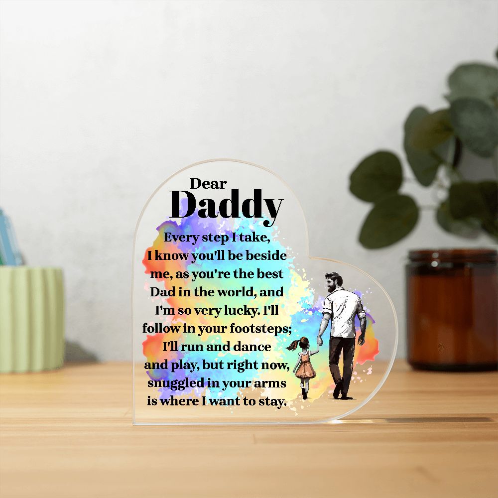 Printed Heart Shaped Acrylic Plaque /Fathers Day Gift / Anniversary Gift / Birthday Gift.