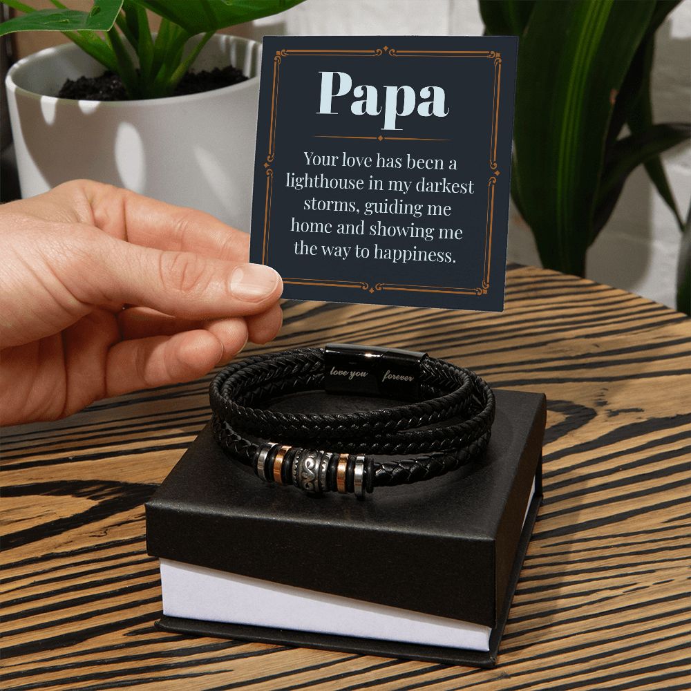 Personalized To My Dad Love You Forever Leather Bracelet, Woven Braided Cuff Bracelet Men, Dad Gift, Birthday Gift, Father's Day Gift