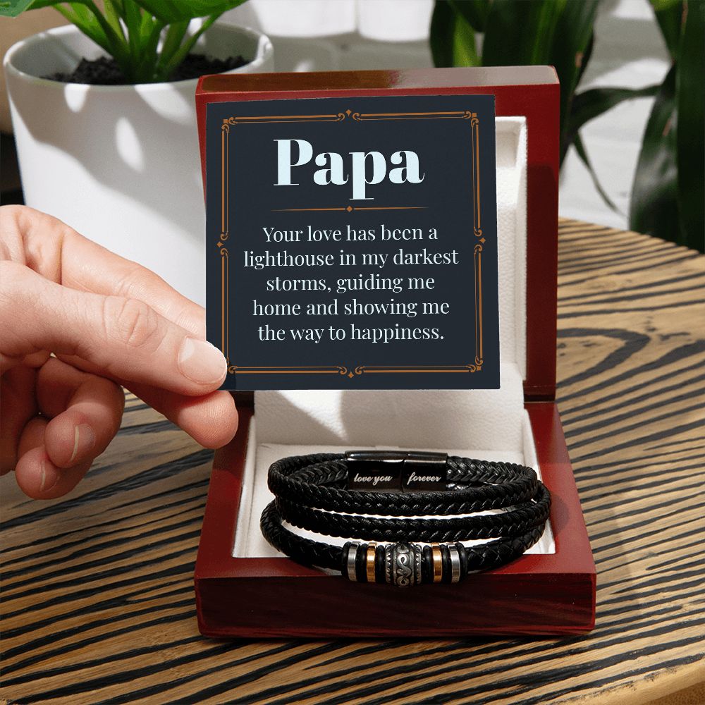 Personalized To My Dad Love You Forever Leather Bracelet, Woven Braided Cuff Bracelet Men, Dad Gift, Birthday Gift, Father's Day Gift