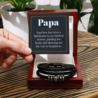 Personalized To My Dad Love You Forever Leather Bracelet, Woven Braided Cuff Bracelet Men, Dad Gift, Birthday Gift, Father's Day Gift
