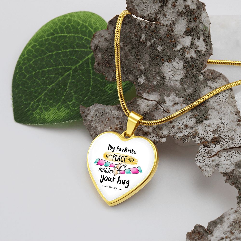 My favourite place is inside your hug customized Heart Necklase.
