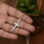 To My Fiancce - stunning artisan-crafted Stainless Cross Necklace with Ball Chain.