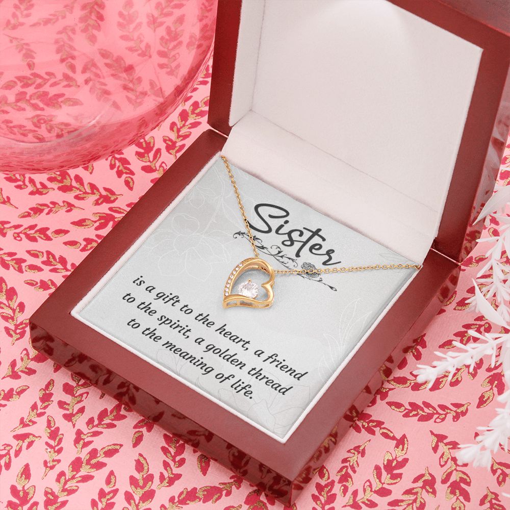 Sister Is a Gift To The Heart -Forever love Necklase Gifts for Sister-Birthday Gifts for Women - Unique Sister Gifts from Sister,Brother,Friend,Classmate,for Valentines Day,Graduation,Thanksgiving or Christmas