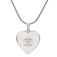 Peace Joy & Love Sweet Engraved Heart Necklace!
