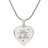 Follow Your Dreams  Sweet Engraved Heart Necklace!