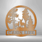 Mountain Deer Scene sign Personalized Metal Monogram, Wedding Gift. Family Name Sign, Outdoor Name Sign, Anniversary, Last Name Sign,Front Door