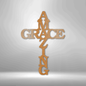 Amazing Grace Cross Christian Metal Art Steel Decor | Made in USA