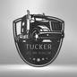 Personalized Trucker Monogram Metal Wall Art Garage Man Cave Gift Indoor Outdoor Decor Sign
