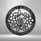 Personalized Floral Ring Monogram Metal Wall Art Wedding Gift Custom Family Name Marriage Date Indoor Outdoor Decor Sign