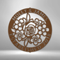 Personalized Floral Ring Monogram Metal Wall Art Wedding Gift Custom Family Name Marriage Date Indoor Outdoor Decor Sign
