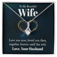 14K White Gold Alluring Beauty Necklace for Wife from Husband With Royal Design Romantic Message Card to My Queen.