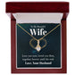14K White Gold Alluring Beauty Necklace for Wife from Husband With Royal Design Romantic Message Card to My Queen.