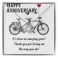 Happy Anniversary Love Knot Necklase 14k white gold or 18k yellow gold over stainless steel