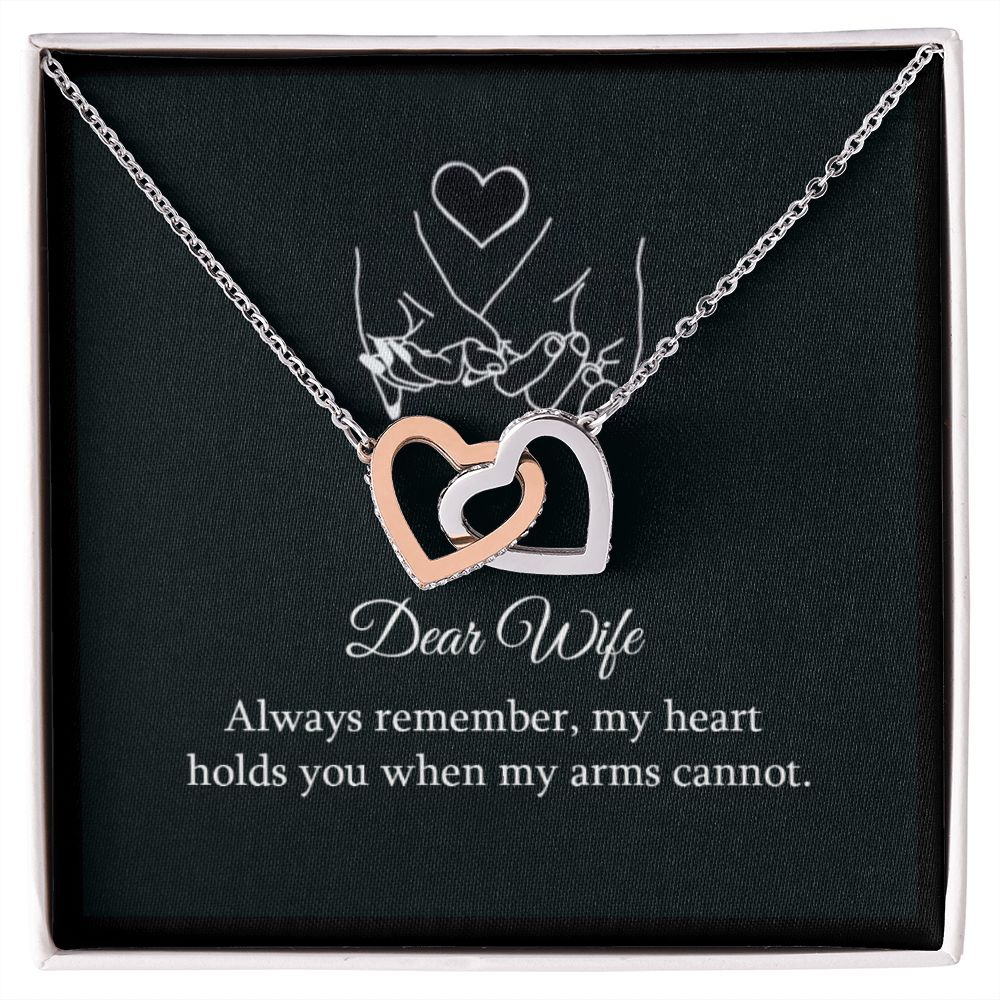 Dear wife,always remember Interlocking Heart Necklase  / valentines day gift /anniversary gift / Birthday gift .
