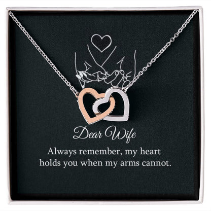Dear wife,always remember Interlocking Heart Necklase  / valentines day gift /anniversary gift / Birthday gift .