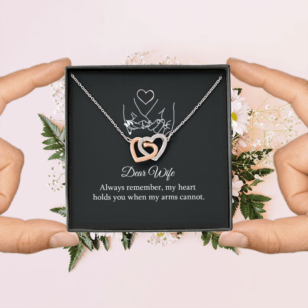 Dear wife,always remember Interlocking Heart Necklase  / valentines day gift /anniversary gift / Birthday gift .