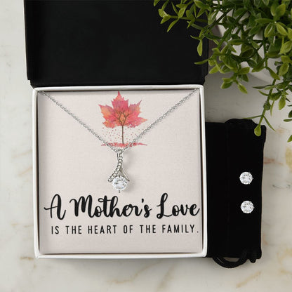 A mother's love is the heart of the family Alluring Beauty necklase With Earrings.