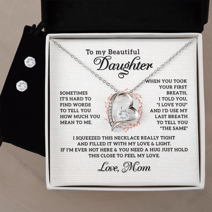 To my Beautiful Daughter Sometimes It's Hard To Find Words ,Forever love Necklase