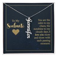 To my soulmate - you are the calm to my chaos Personalized Vertical Name Necklace