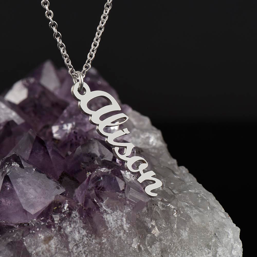 To My Wife You bring so much joy & happieness to my life Personalized Vertical Name Necklace.