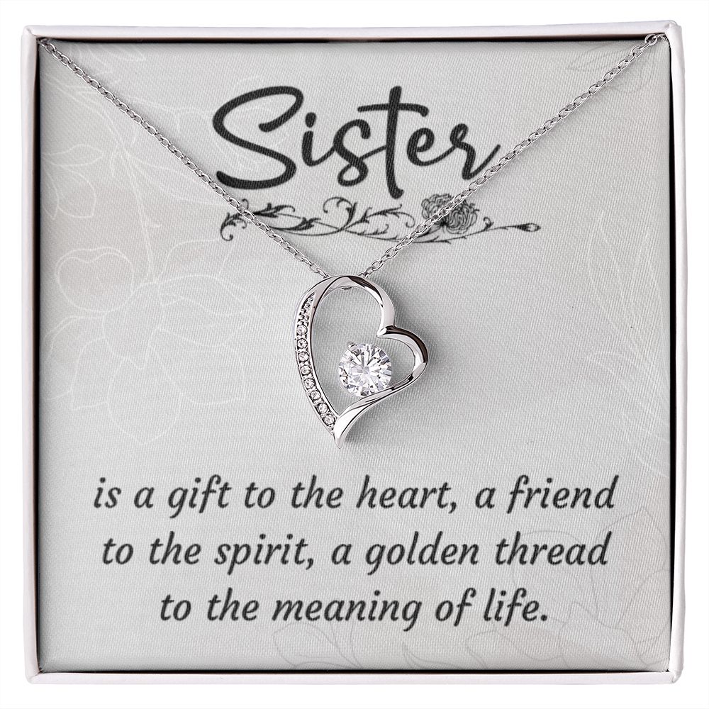 Sister Is a Gift To The Heart -Forever love Necklase Gifts for Sister-Birthday Gifts for Women - Unique Sister Gifts from Sister,Brother,Friend,Classmate,for Valentines Day,Graduation,Thanksgiving or Christmas