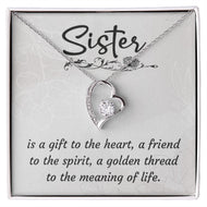 Sister Is a Gift To The Heart -Forever love Necklase Gifts for Sister-Birthday Gifts for Women - Unique Sister Gifts from Sister,Brother,Friend,Classmate,for Valentines Day,Graduation,Thanksgiving or Christmas