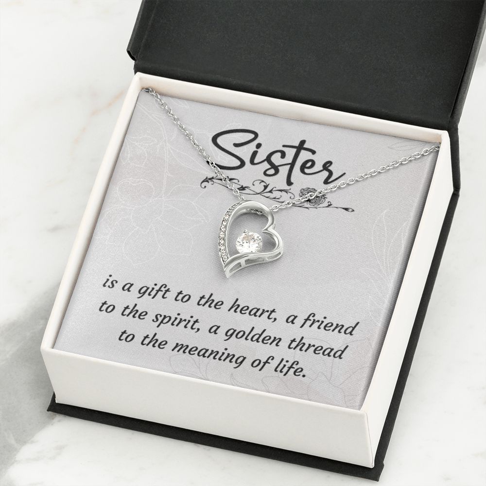 Sister Is a Gift To The Heart -Forever love Necklase Gifts for Sister-Birthday Gifts for Women - Unique Sister Gifts from Sister,Brother,Friend,Classmate,for Valentines Day,Graduation,Thanksgiving or Christmas