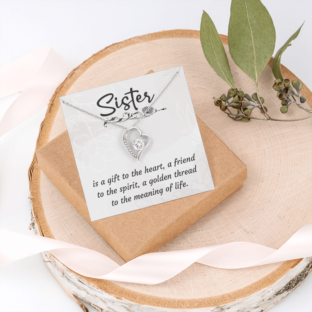 Sister Is a Gift To The Heart -Forever love Necklase Gifts for Sister-Birthday Gifts for Women - Unique Sister Gifts from Sister,Brother,Friend,Classmate,for Valentines Day,Graduation,Thanksgiving or Christmas
