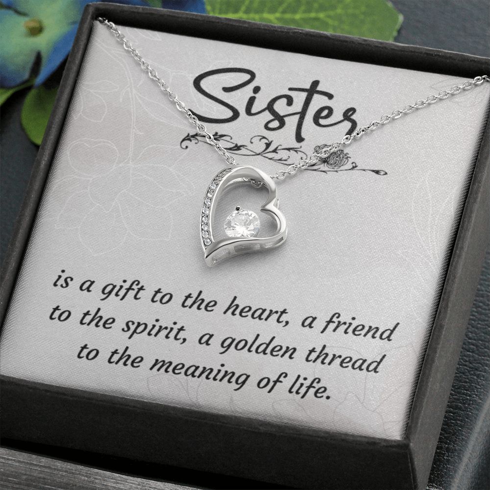 Sister Is a Gift To The Heart -Forever love Necklase Gifts for Sister-Birthday Gifts for Women - Unique Sister Gifts from Sister,Brother,Friend,Classmate,for Valentines Day,Graduation,Thanksgiving or Christmas