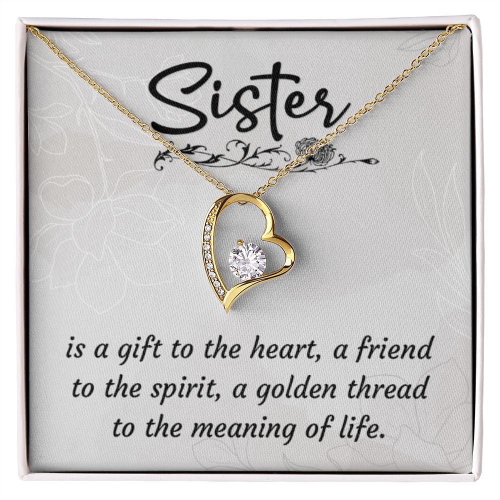 Sister Is a Gift To The Heart -Forever love Necklase Gifts for Sister-Birthday Gifts for Women - Unique Sister Gifts from Sister,Brother,Friend,Classmate,for Valentines Day,Graduation,Thanksgiving or Christmas