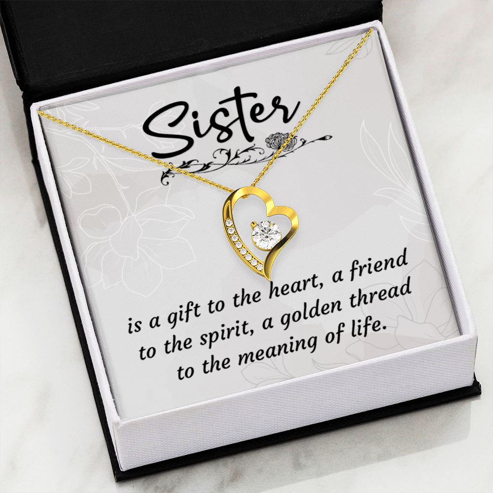Sister Is a Gift To The Heart -Forever love Necklase Gifts for Sister-Birthday Gifts for Women - Unique Sister Gifts from Sister,Brother,Friend,Classmate,for Valentines Day,Graduation,Thanksgiving or Christmas