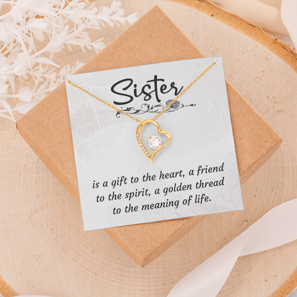 Sister Is a Gift To The Heart -Forever love Necklase Gifts for Sister-Birthday Gifts for Women - Unique Sister Gifts from Sister,Brother,Friend,Classmate,for Valentines Day,Graduation,Thanksgiving or Christmas