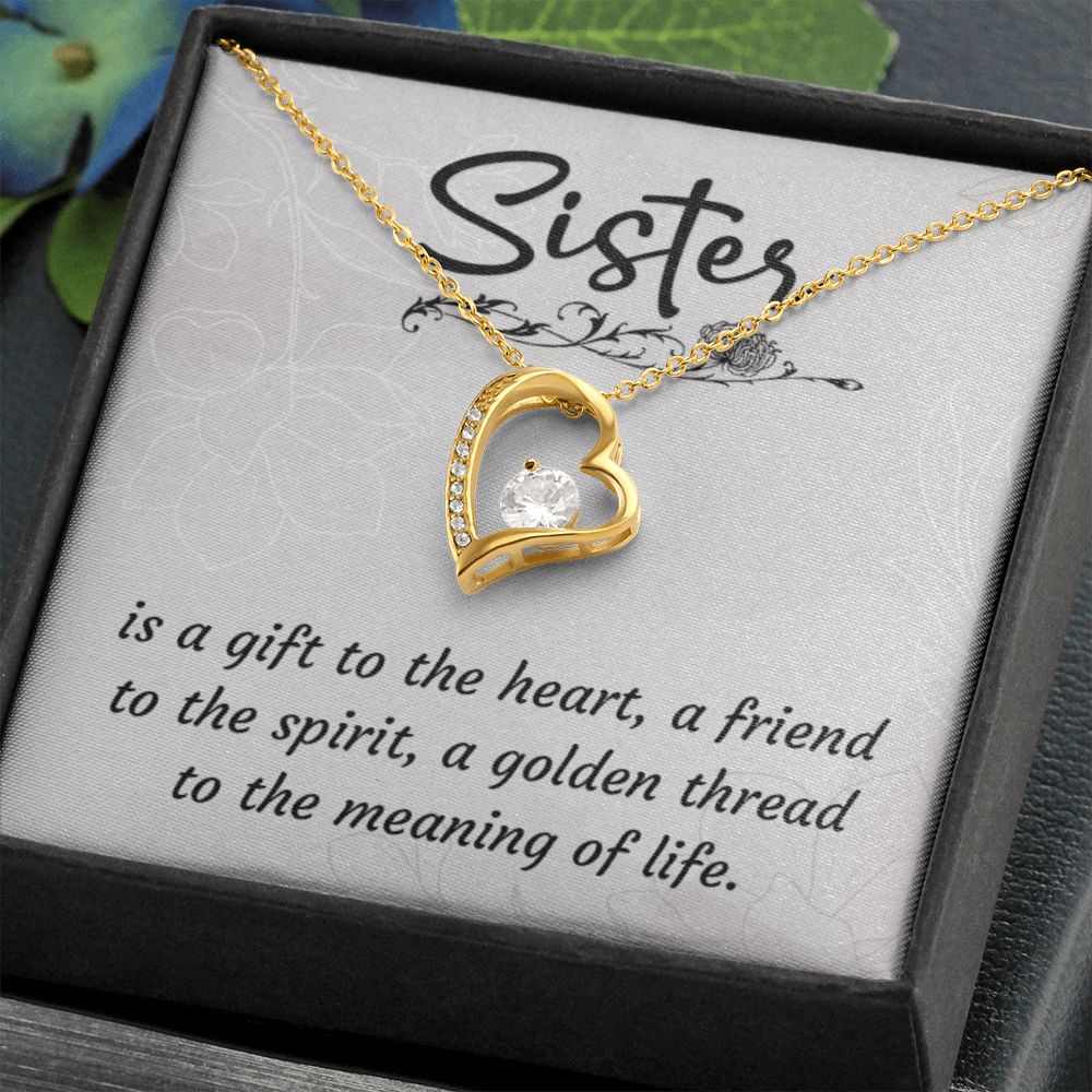 Sister Is a Gift To The Heart -Forever love Necklase Gifts for Sister-Birthday Gifts for Women - Unique Sister Gifts from Sister,Brother,Friend,Classmate,for Valentines Day,Graduation,Thanksgiving or Christmas