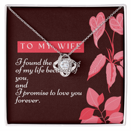 Wife Necklace Gift From Husband To My Badass Wife Crown Love Knot Pendant Valentines Day Anniversary Jewelry with Message Card and Gift Box. Gift for Wife. Necklace Gift Set for Wife
